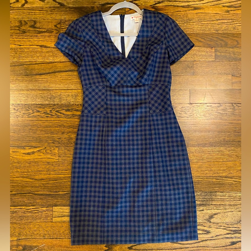 Brooks Brothers Red Fleece Tartan Wool Sheath Dress
